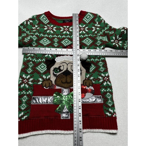 Pug Christmas Sweater It's Our Time Santa Christmas Present Large Youth Dog - Picture 7 of 11